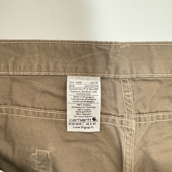 Carhartt Original Dungaree Fit B159 Tan Canvas Pants Men’s Loose 42x34 - Picture 3 of 3